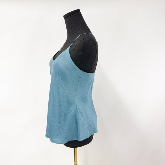BLUE PURE SILK SLIP SHIRT - Picture 5 of 8